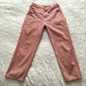 Lykke Wullf Large Red and Cream Pinstripe Cotton Pants